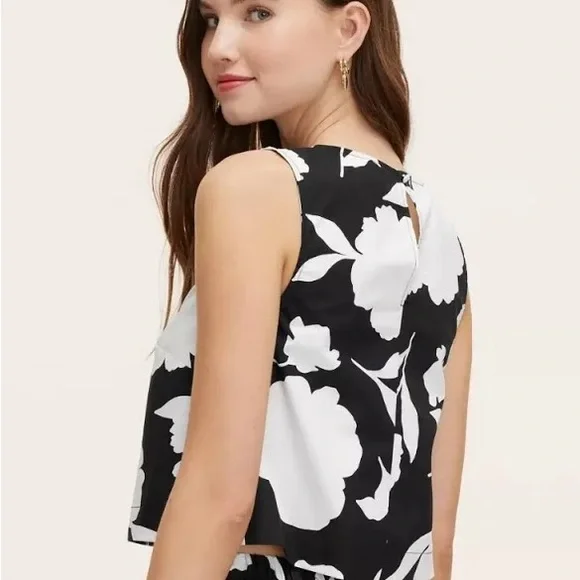 Kate Spade Black and White Boxy Crop Tank Top - Picture 2 of 3
